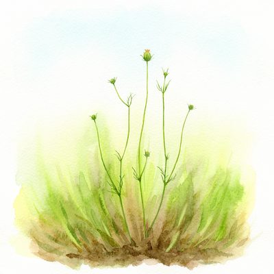 すくすく伸びるコスモスの苗